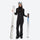 Women's 3-layer breathable ski suit set - black bib pants, front with upright skis and poles, for skiing and snowboarding