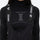 Women's fur trim hood snow jacket with suspender bibs - black bib pants, for resort and cross-country days