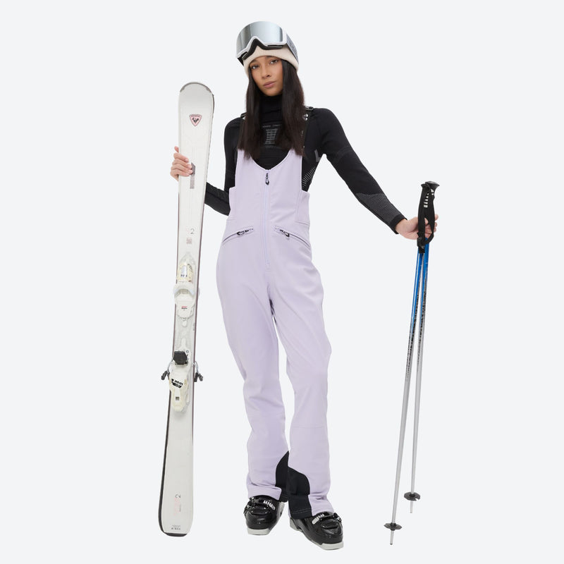 Women's waterproof 3L ski jacket and bib pants series - lavender bib pants, for skiing and snowboarding