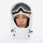 Women's fur trim hood snow jacket with suspender bibs - white, for skiing and snowboarding