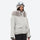 Women's fur trim hood snow jacket with suspender bibs - white fur trim hood jacket, for skiing and snowboarding