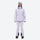 Women's fur trim hood snow jacket with suspender bibs - lavender jacket with lavender bib pants, for skiing and snowboarding