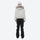 Women's 3-layer breathable ski suit set - white fur trim hood jacket with black bib pants, for snowy mountain travel