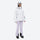 Women's 3-layer breathable ski suit set - white jacket with lavender bib pants, for cold-weather winter sports