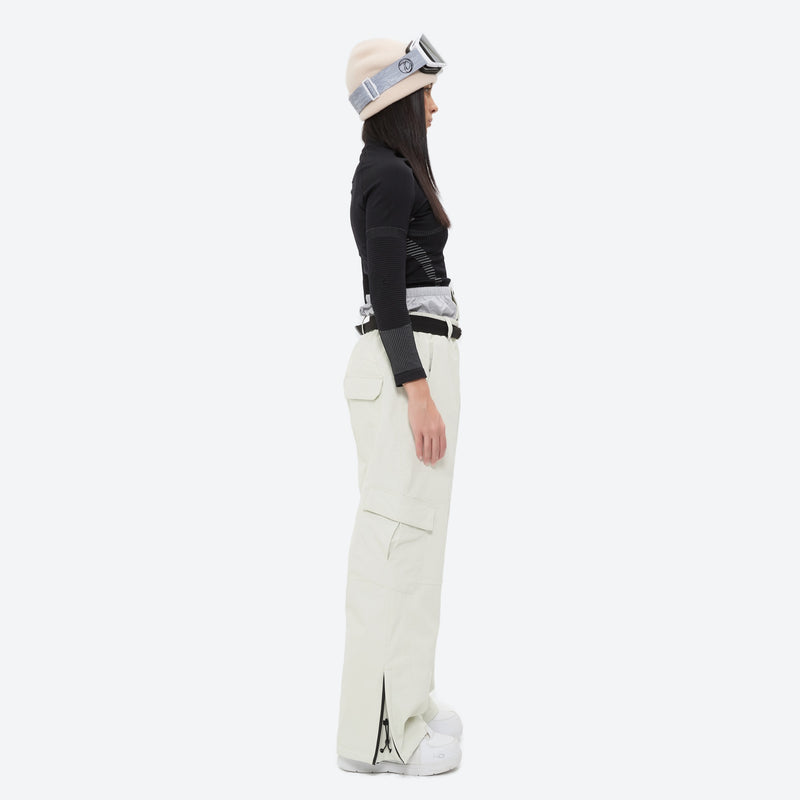 Unisex waterproof 3L snow jacket and pants series - white snow pants with black top, for powder and piste riding