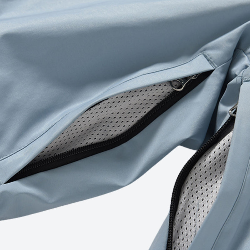 Unisex waterproof 2L one-piece snow suit - ice blue one-piece suit, 2-layer waterproof breathable shell