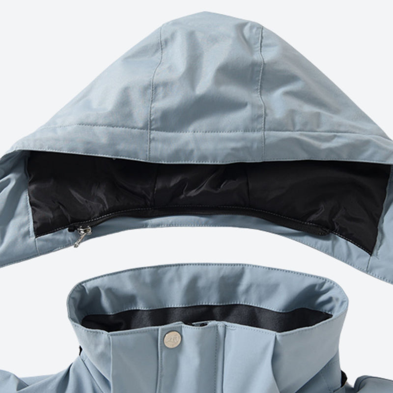Unisex waterproof 2L one-piece snow suit - ice blue one-piece suit, for powder days and winter commute