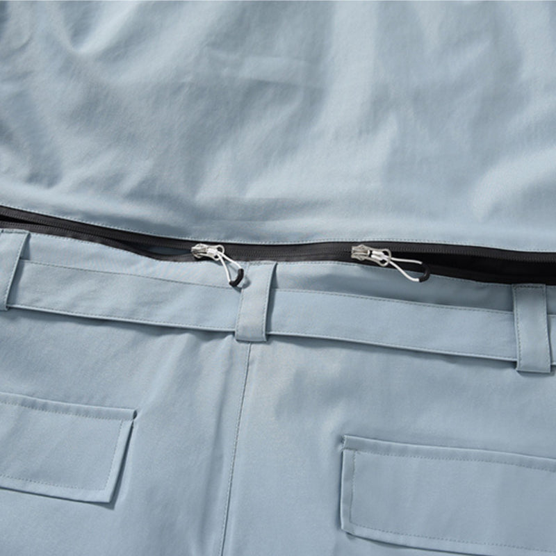 Breathable full-body ski suit with waist belt - ice blue one-piece suit, for powder days and winter commute