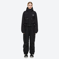 
                  
                    Breathable full-body ski suit with waist belt - black one-piece suit, for skiing and snowboarding
                  
                