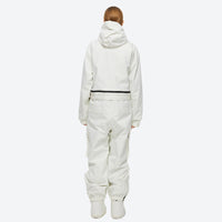 
                  
                    Unisex waterproof 2L one-piece snow suit - white one-piece suit, on-model back view, for skiing and snowboarding
                  
                