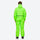 Breathable full-body ski suit with waist belt - neon green one-piece suit, on-model back view, for cold-weather winter sports