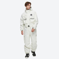 
                  
                    Unisex 2-layer snowboard one-piece suit - white one-piece suit, for powder days and winter commute
                  
                
